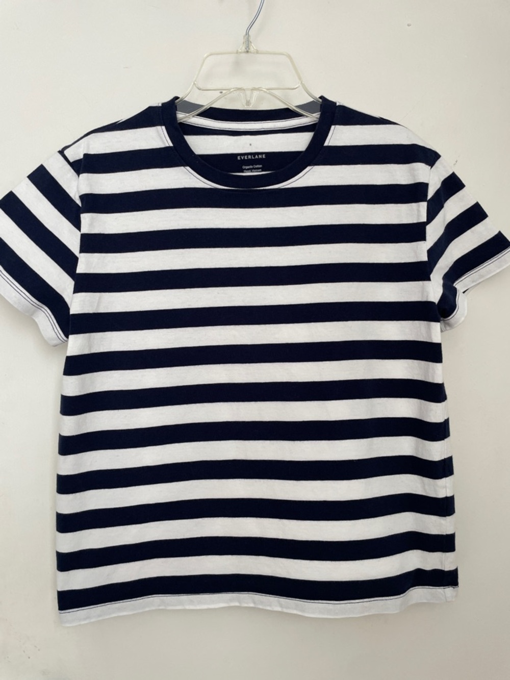 Everlane Navy & White Horizontal Stripe Box Cut Tee